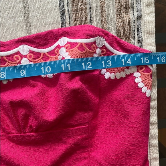 Lilly Pulitzer Azalea Pink Strapless Embroidered Peplum Maybell Dress 4 - Picture 10 of 16